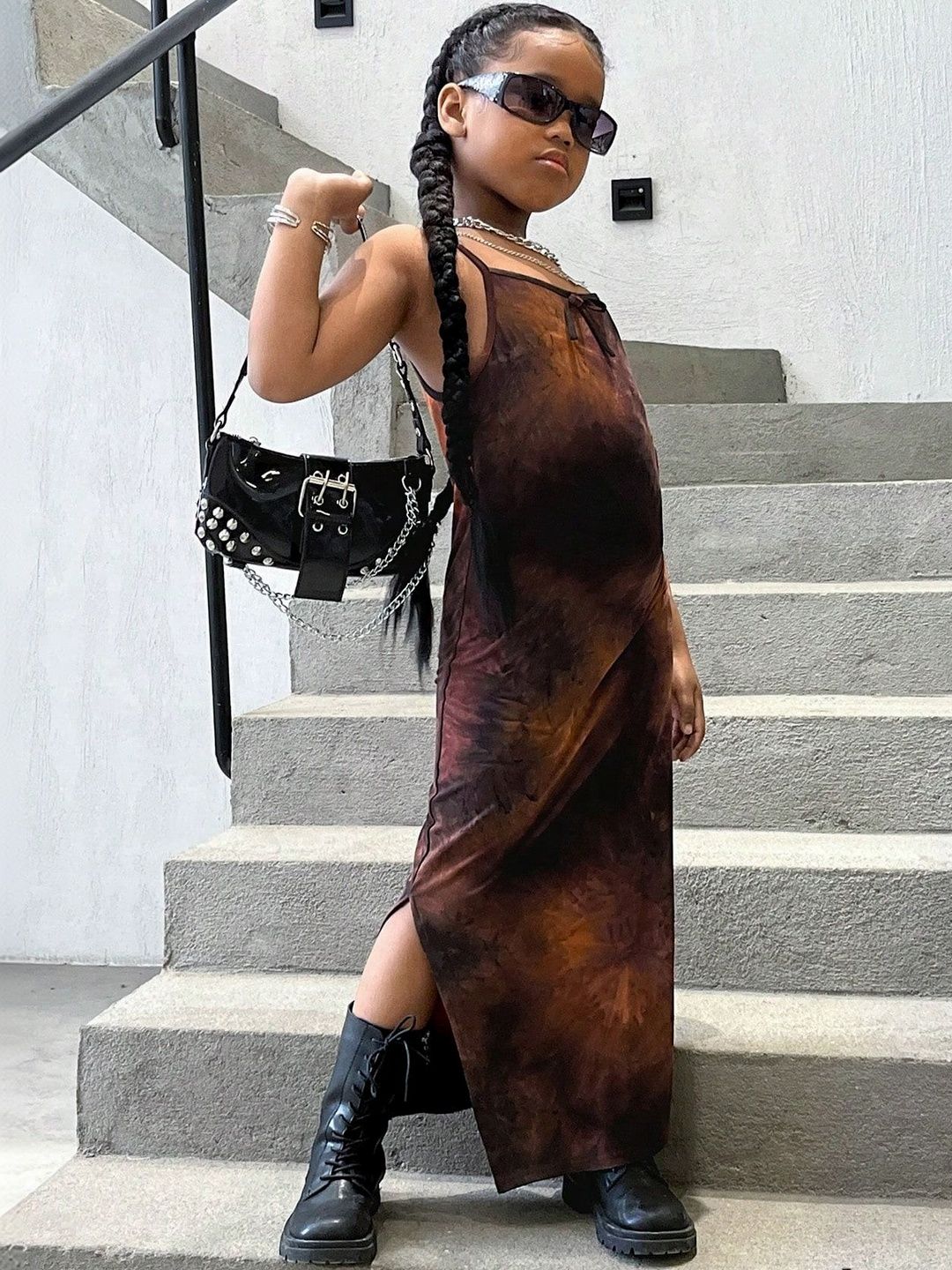 Sangria Girls Printed Round Neck Bodycon Dress-image-29