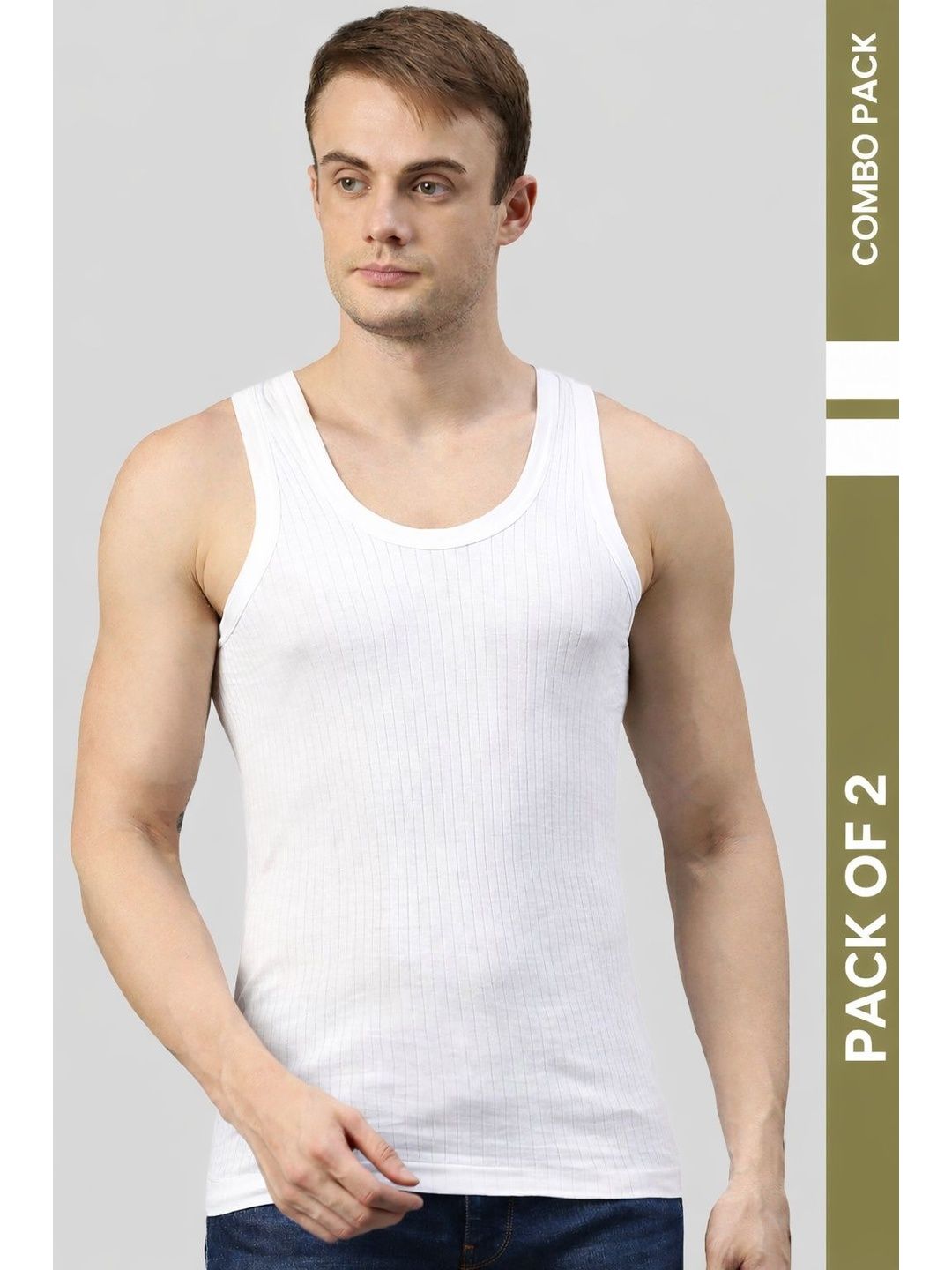 MACHO Sporto Pack of 2 Pure Cotton Round Neck Basic Vests-picture-57