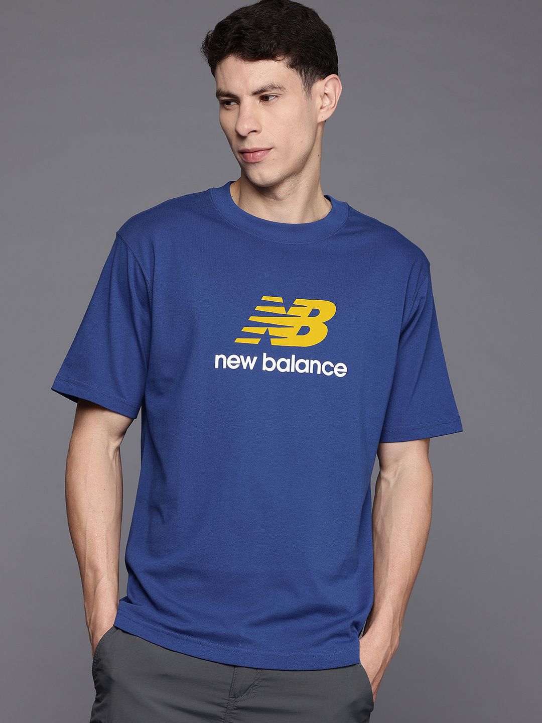 New Balance Brand Logo Printed Drop-Shoulder Sleeves Pure Cotton Sports T-shirt-image-23