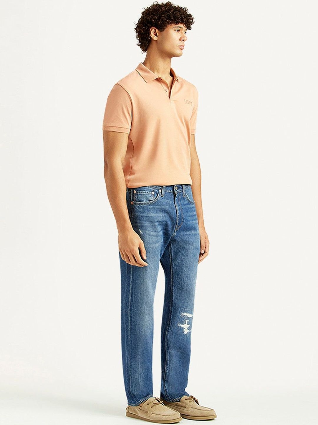Levis Men Straight Fit Mid-Rise Mildly Distressed Light Fade Jeans-image-32