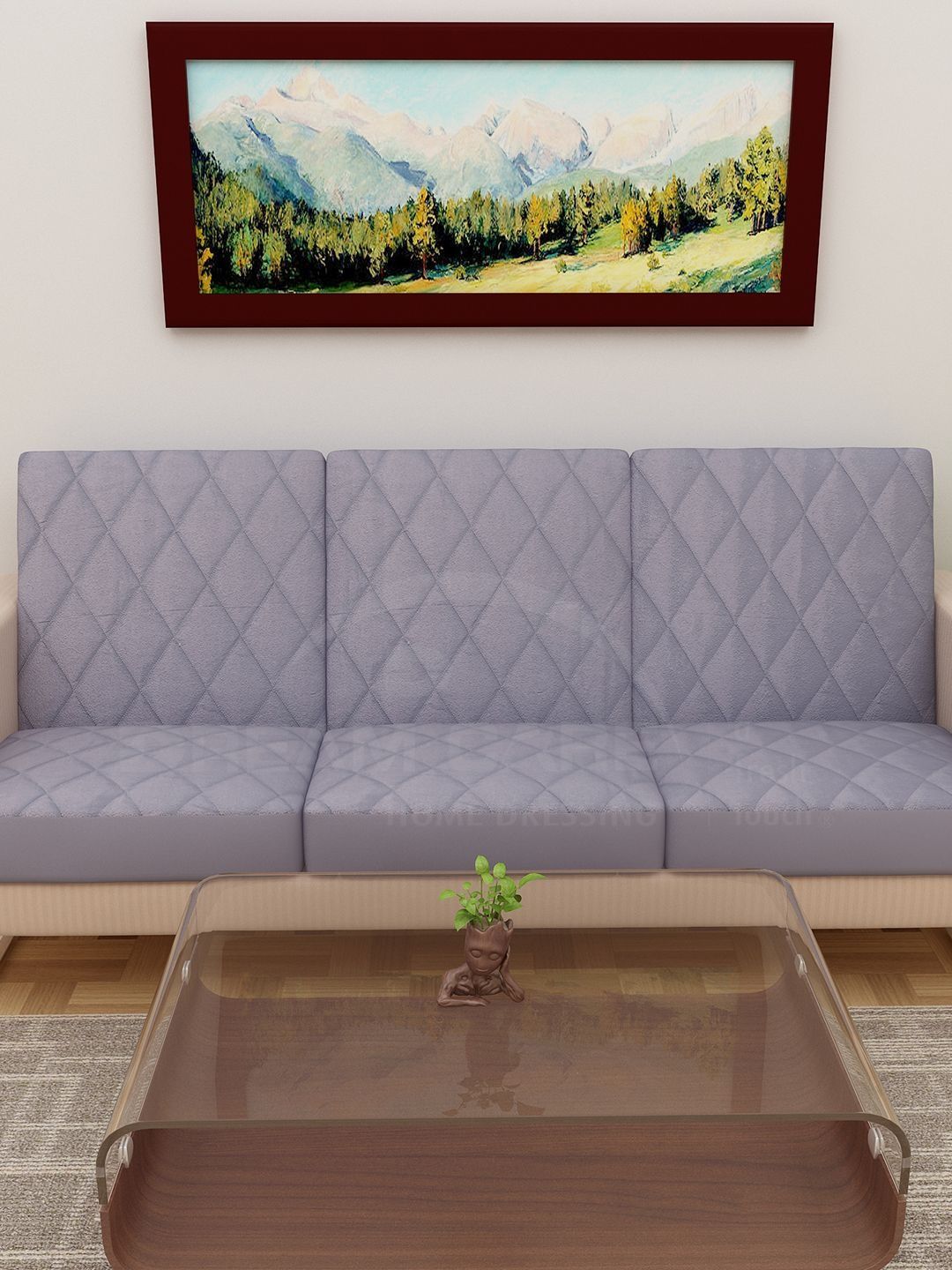 GLASSIANO Grey & Grey Polyester 3 Piece Sofa Cover-image-21
