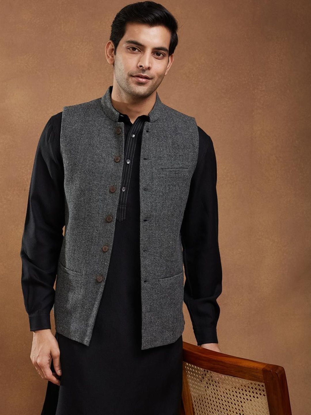 Fabindia Mandarin Collared Nehru Jackets-picture-35
