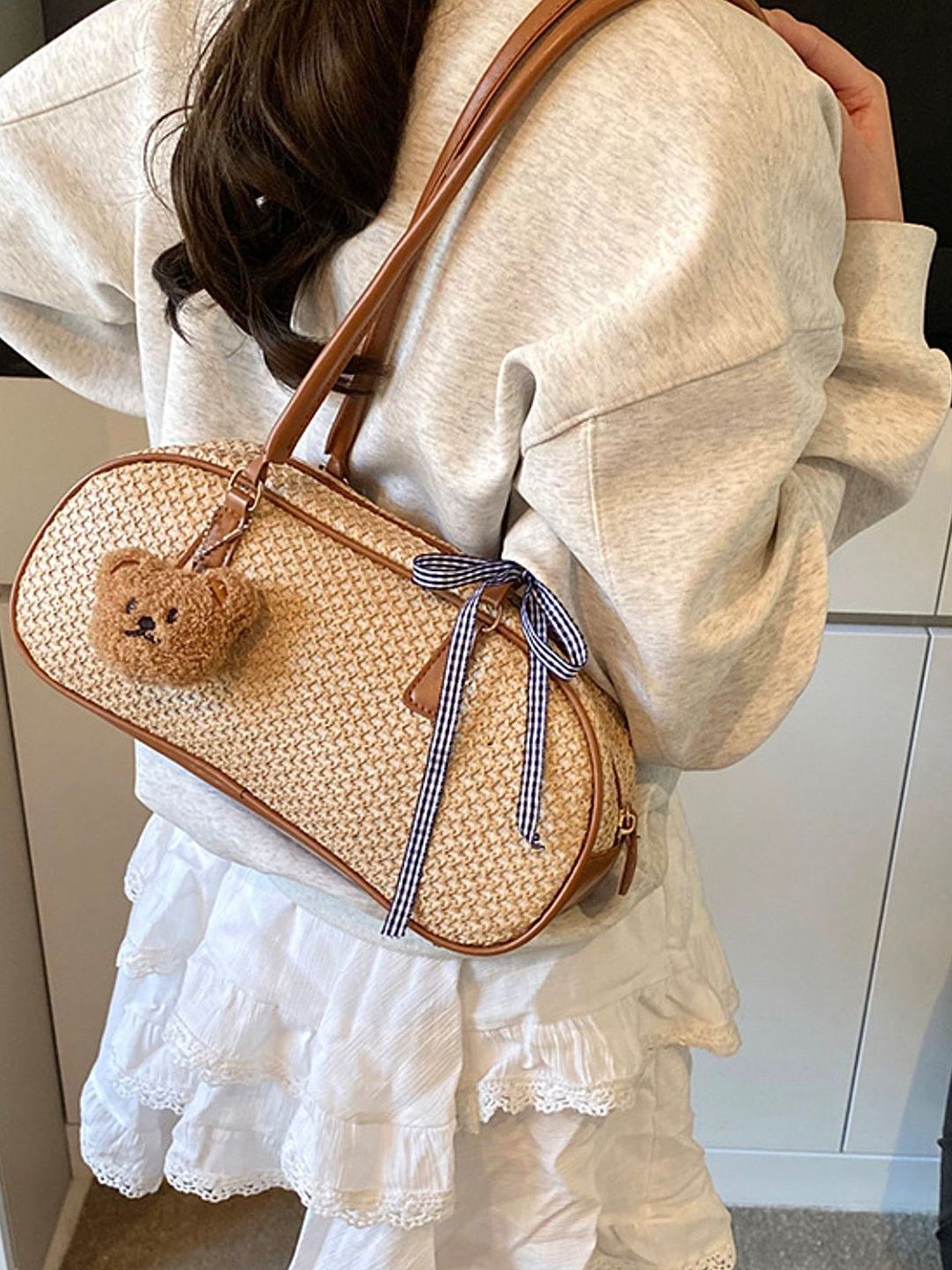 LULU & SKY Textured PU Bowling Shoulder Bag-picture-31