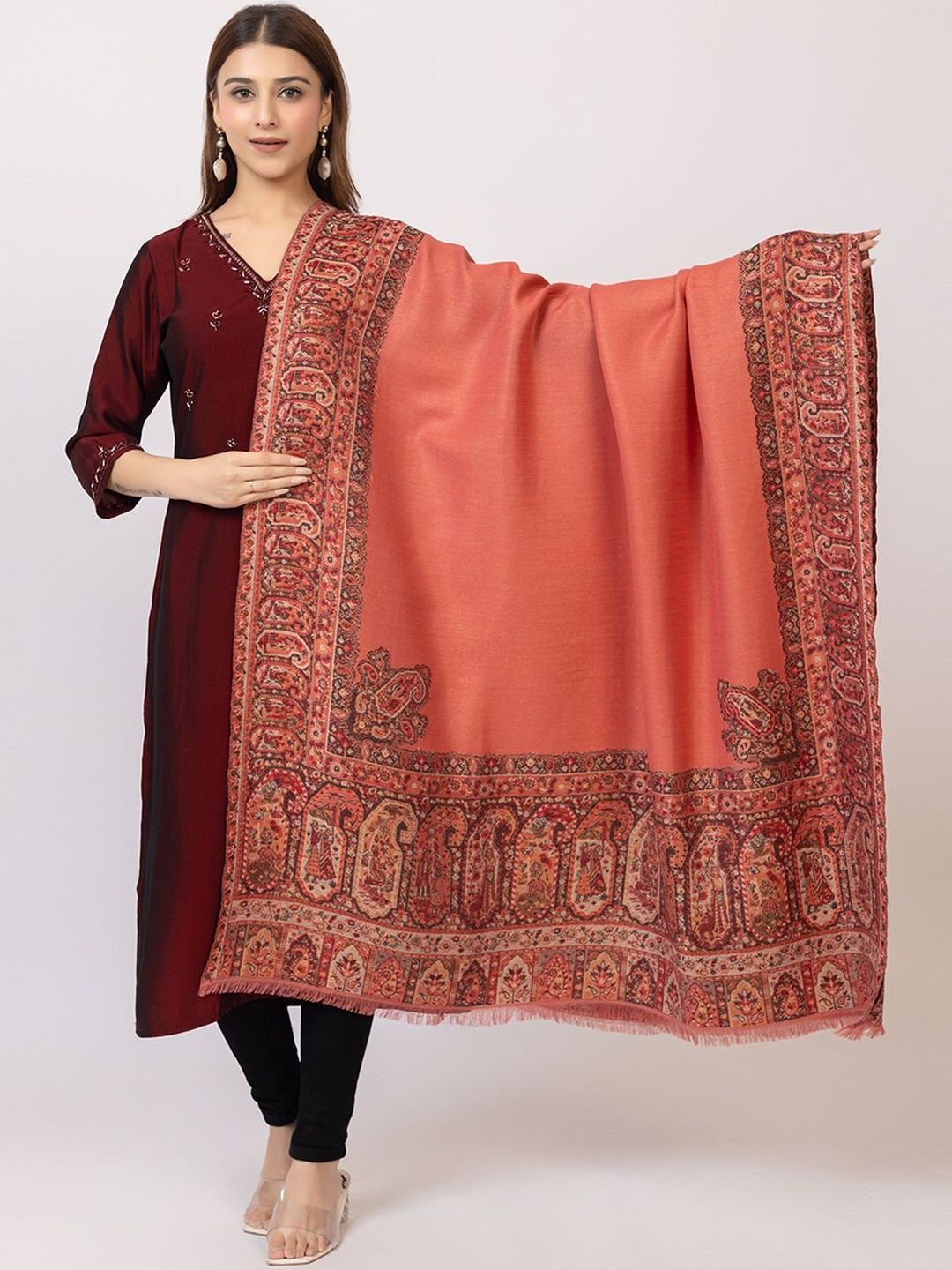TILLAARI Women Floral Woven Design Shawl-image-46