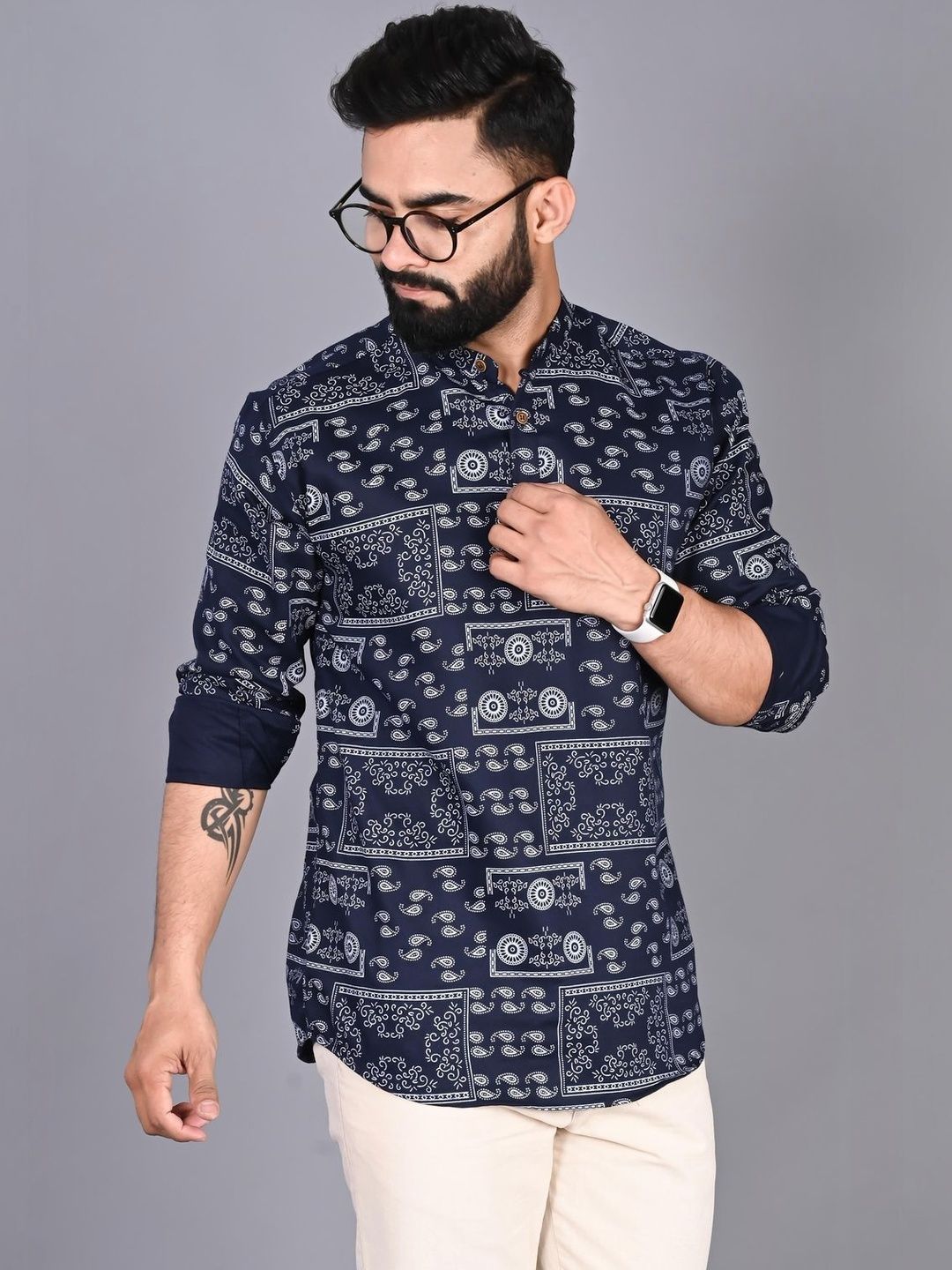 XENOR Men Printed Thread Work Pathani Kurta-picture-35