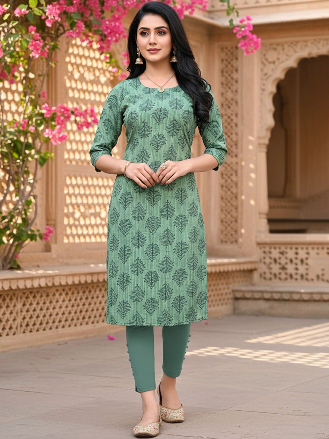 JANKHANA Women Printed Thread Work Crepe Kurta-picture-19