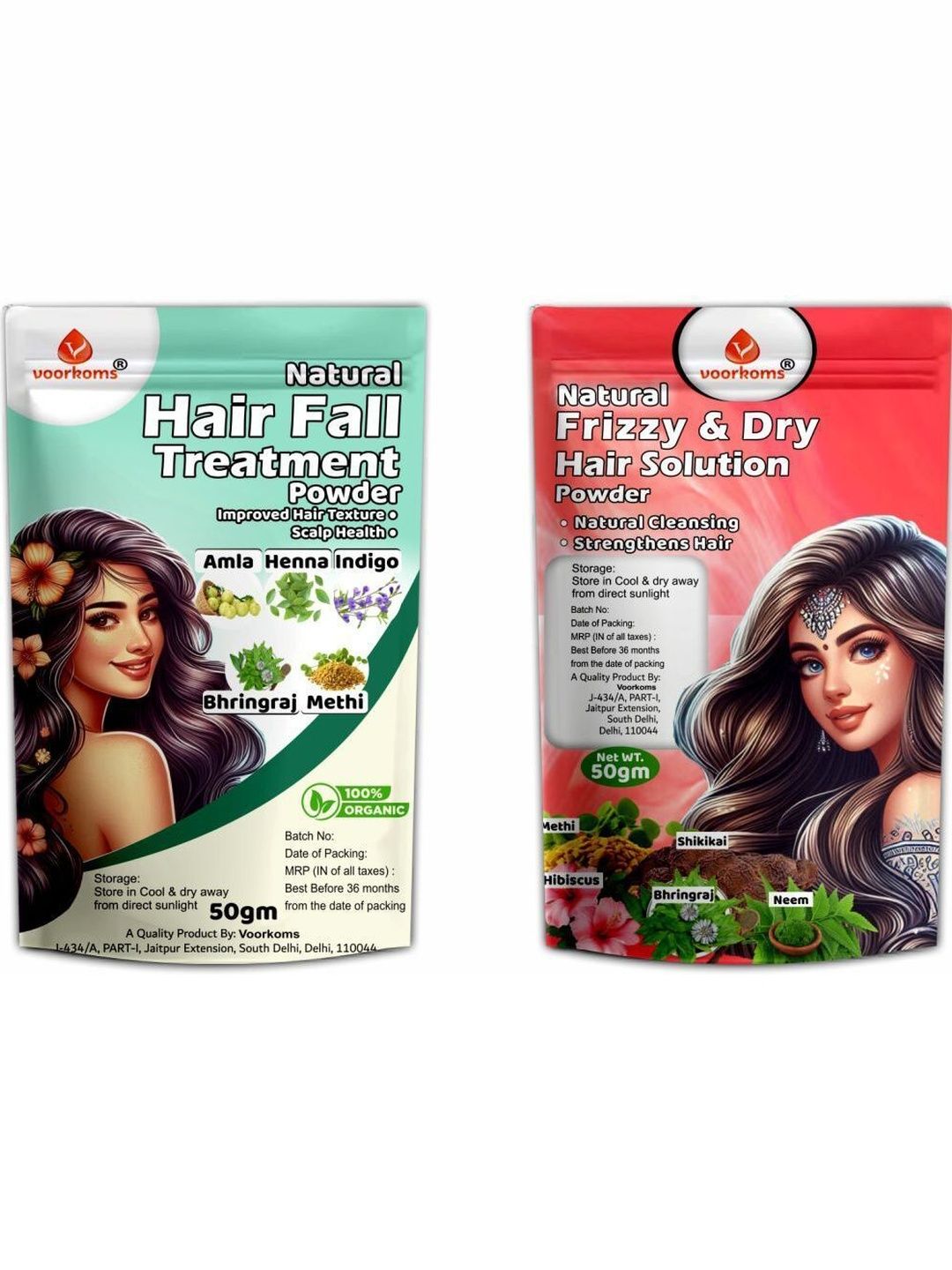 VOORKOMS Set Of 2 Hair Loss Treatment Powder & Frizzy & Dry Hair Solution - 50 g Each-picture-58