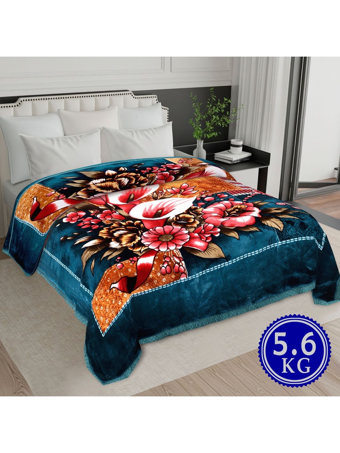 MAGICAL Multicoloured & Blue Floral Mink 400 GSM Fashion-image-18