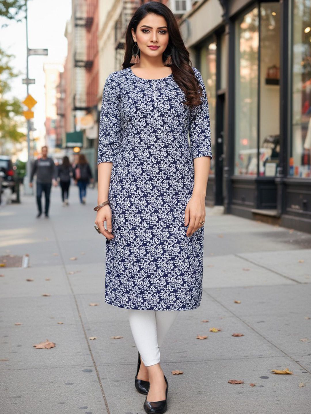 JANKHANA Women Floral Printed Thread Work Crepe Kurta-picture-28