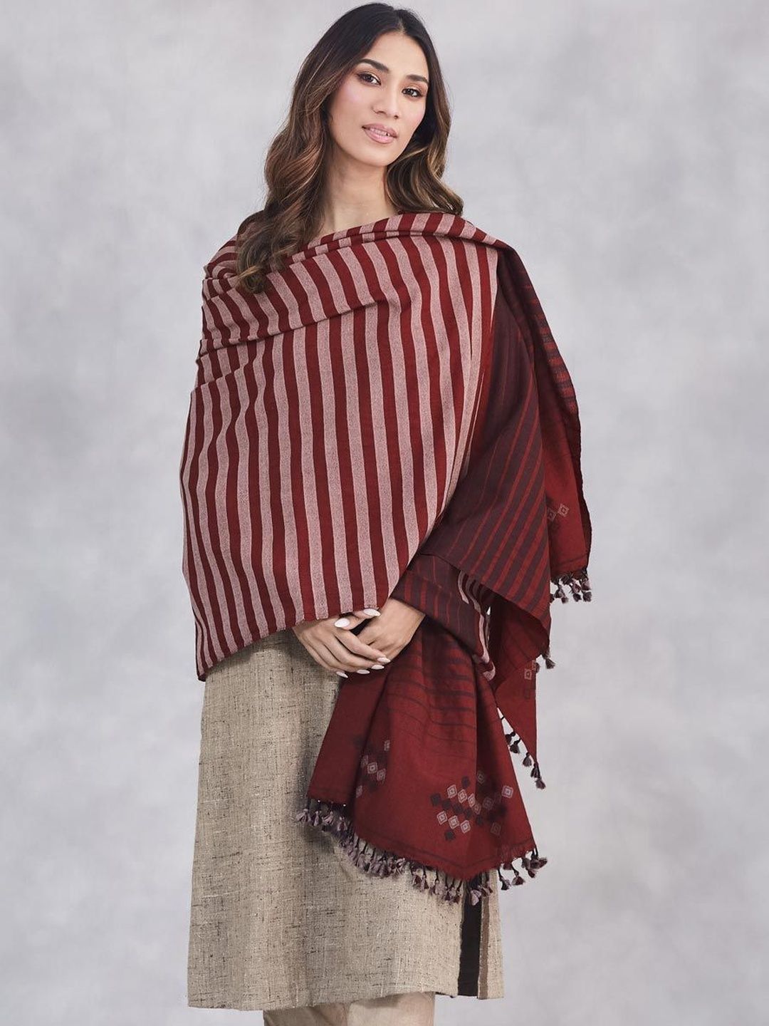 Fabindia Women Striped Woven Design Shawl-picture-39