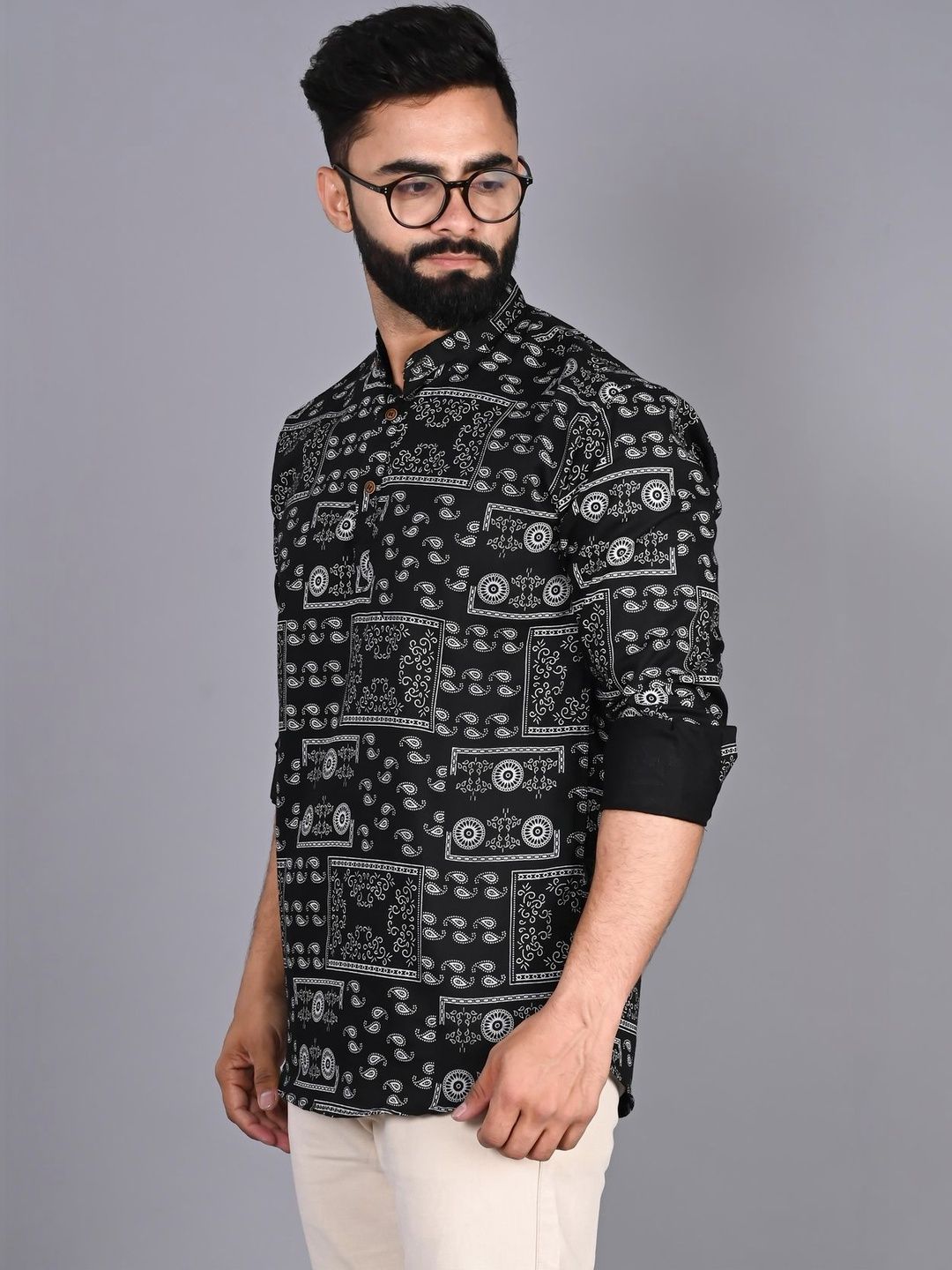 XENOR Men Printed Thread Work Pathani Kurta-picture-55