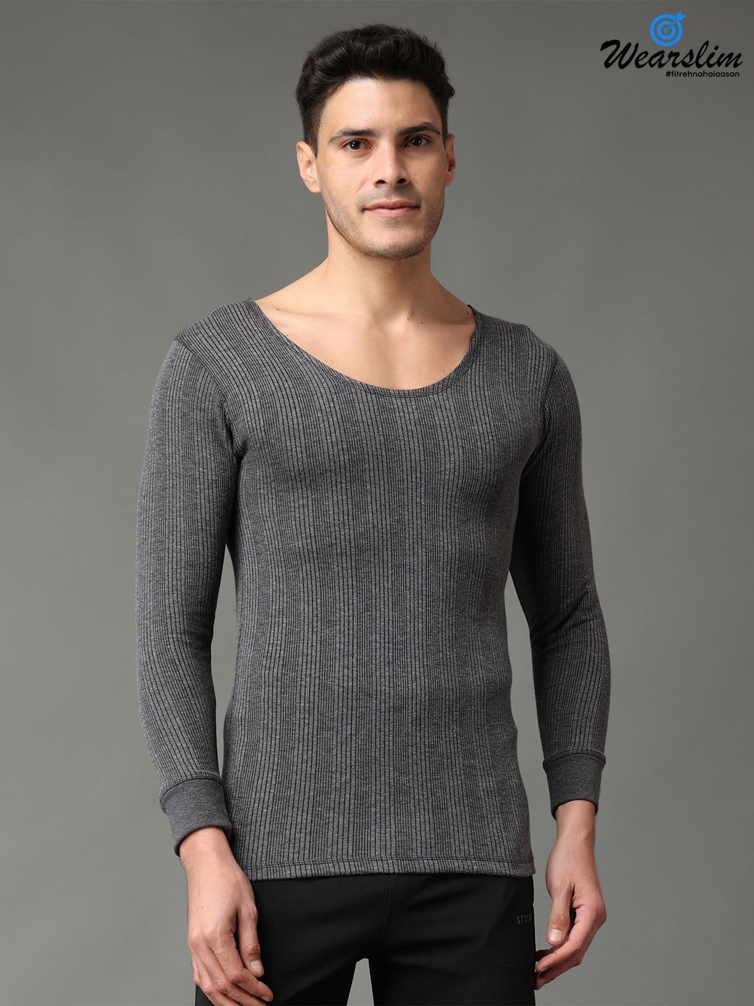 Wearslim Striped Cotton Thermal Tops-picture-26