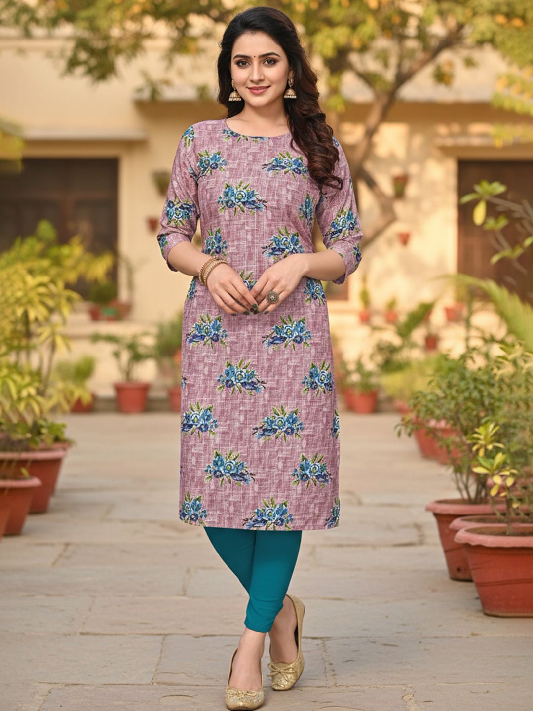 JANKHANA Women Floral Printed Crepe Kurta-picture-13