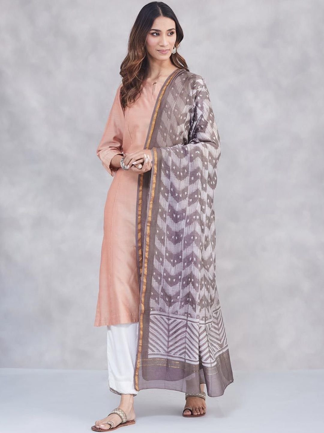 Fabindia Dyed Cotton Silk Tie and Dye Dupatta-image-18