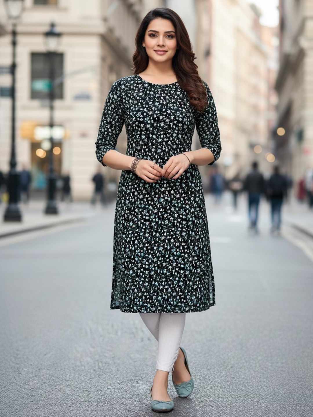JANKHANA Women Printed Thread Work Crepe Kurta-picture-21