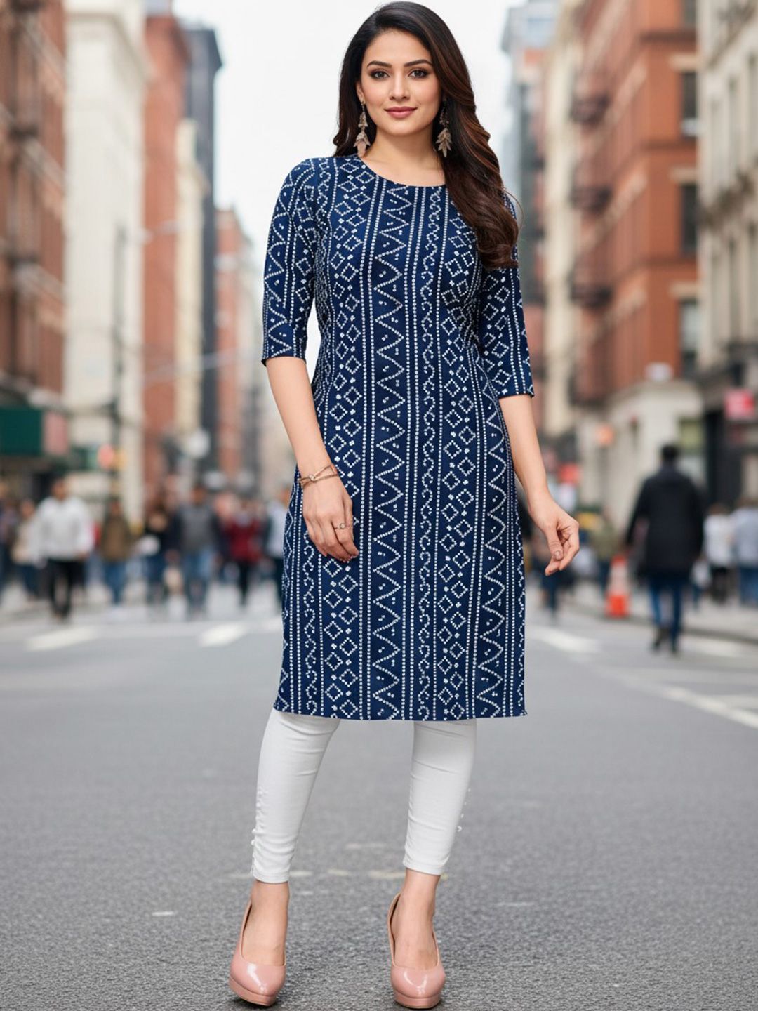 JANKHANA Women Geometric Printed Thread Work Crepe Kurta-picture-47