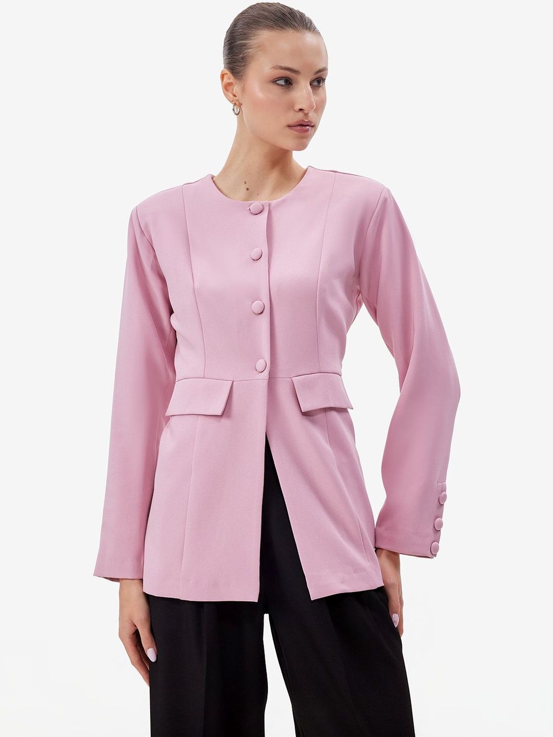Strong And Brave Collarless Single-Breasted Casual Blazers-picture-29
