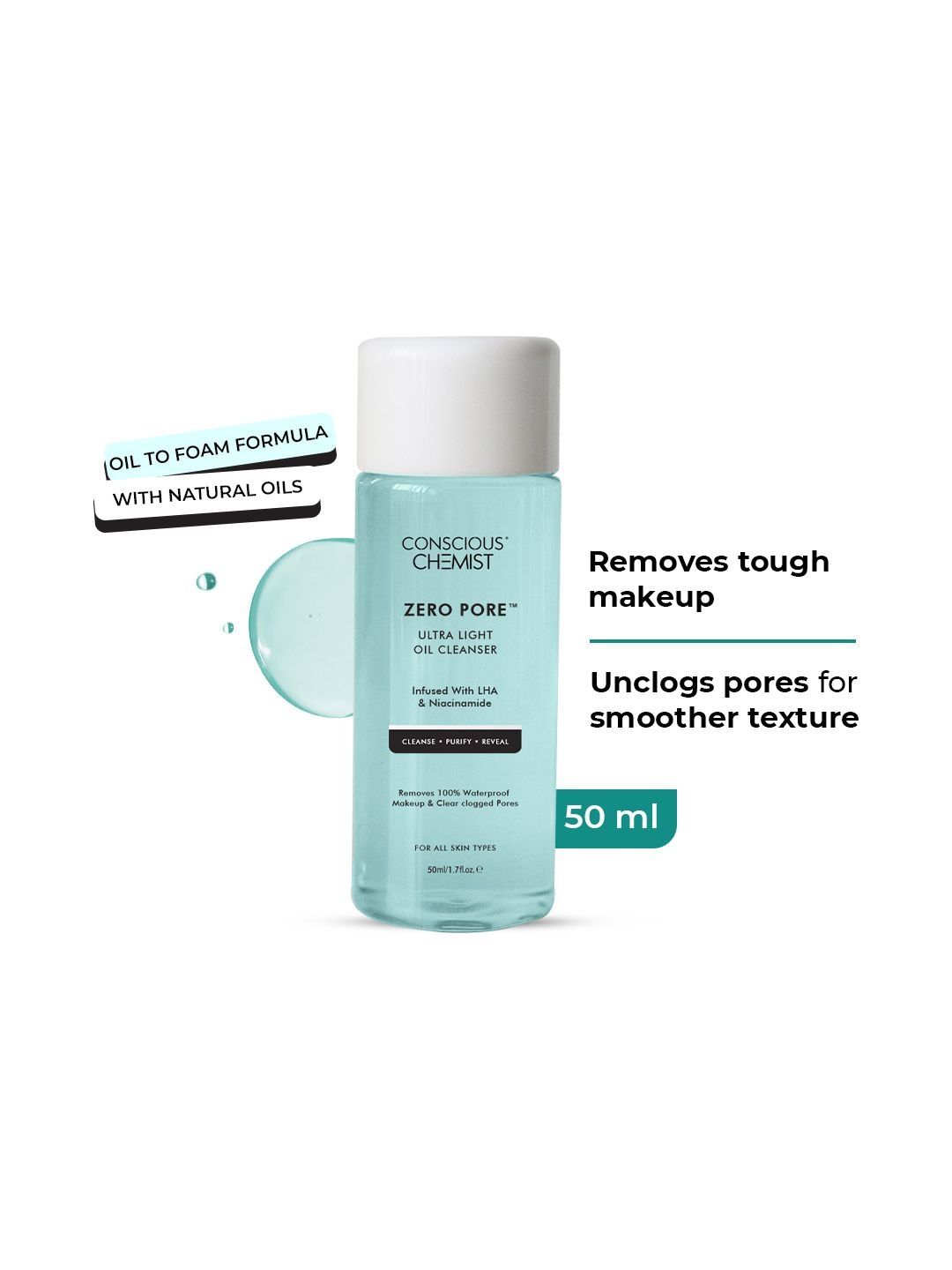 Conscious Chemist Zero Pore Ultra Light Oil Cleanser With Niacinamide - 50 ml-image-20