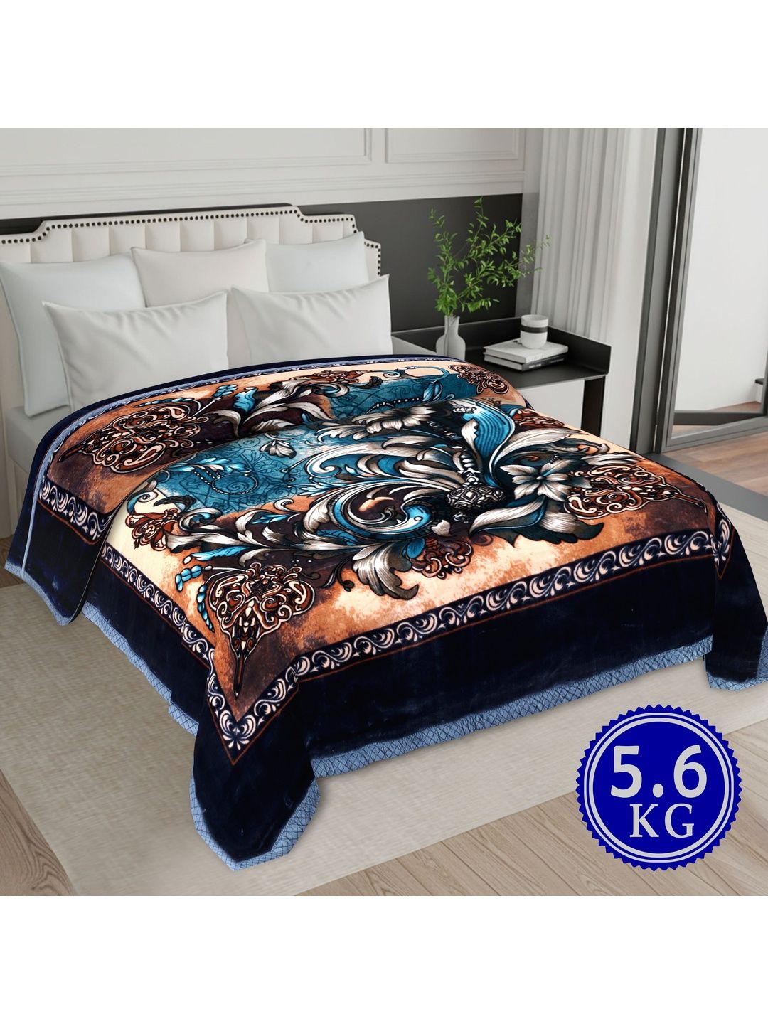 MAGICAL Multicoloured & Navy Blue Floral Mink 400 GSM Fashion-image-38