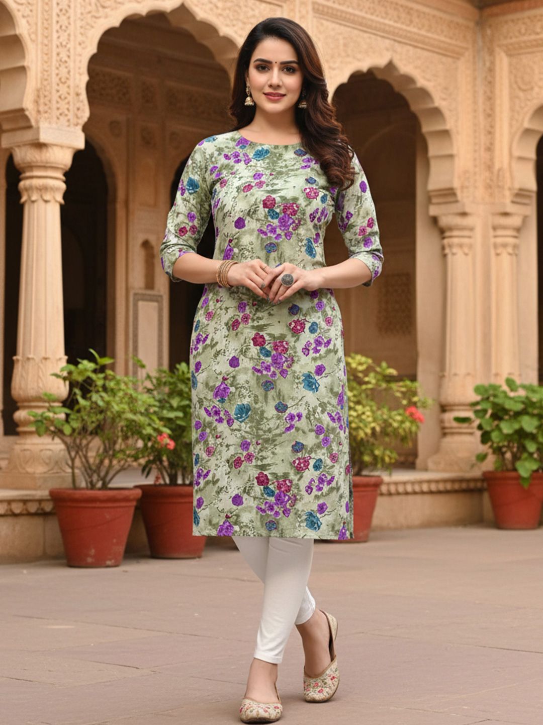 JANKHANA Women Floral Printed Crepe Kurta-picture-53