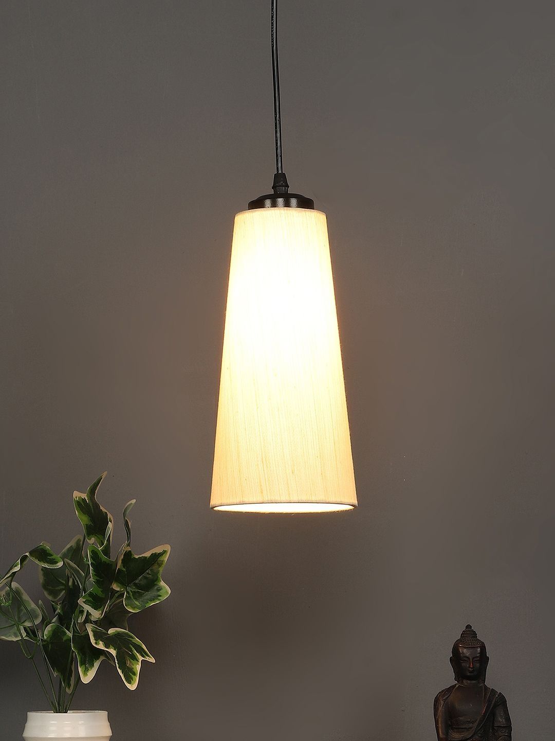 Aura Off White & Cream-Coloured Textured Iron Contemporary Ceiling Lamp-picture-36