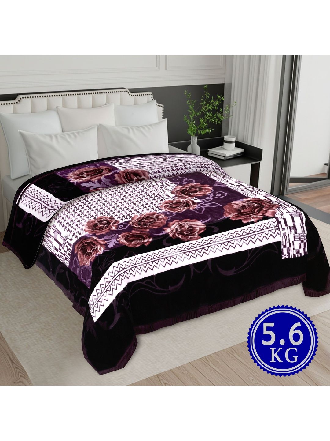 MAGICAL Multicoloured & Purple Floral Mink 400 GSM Fashion-image-13