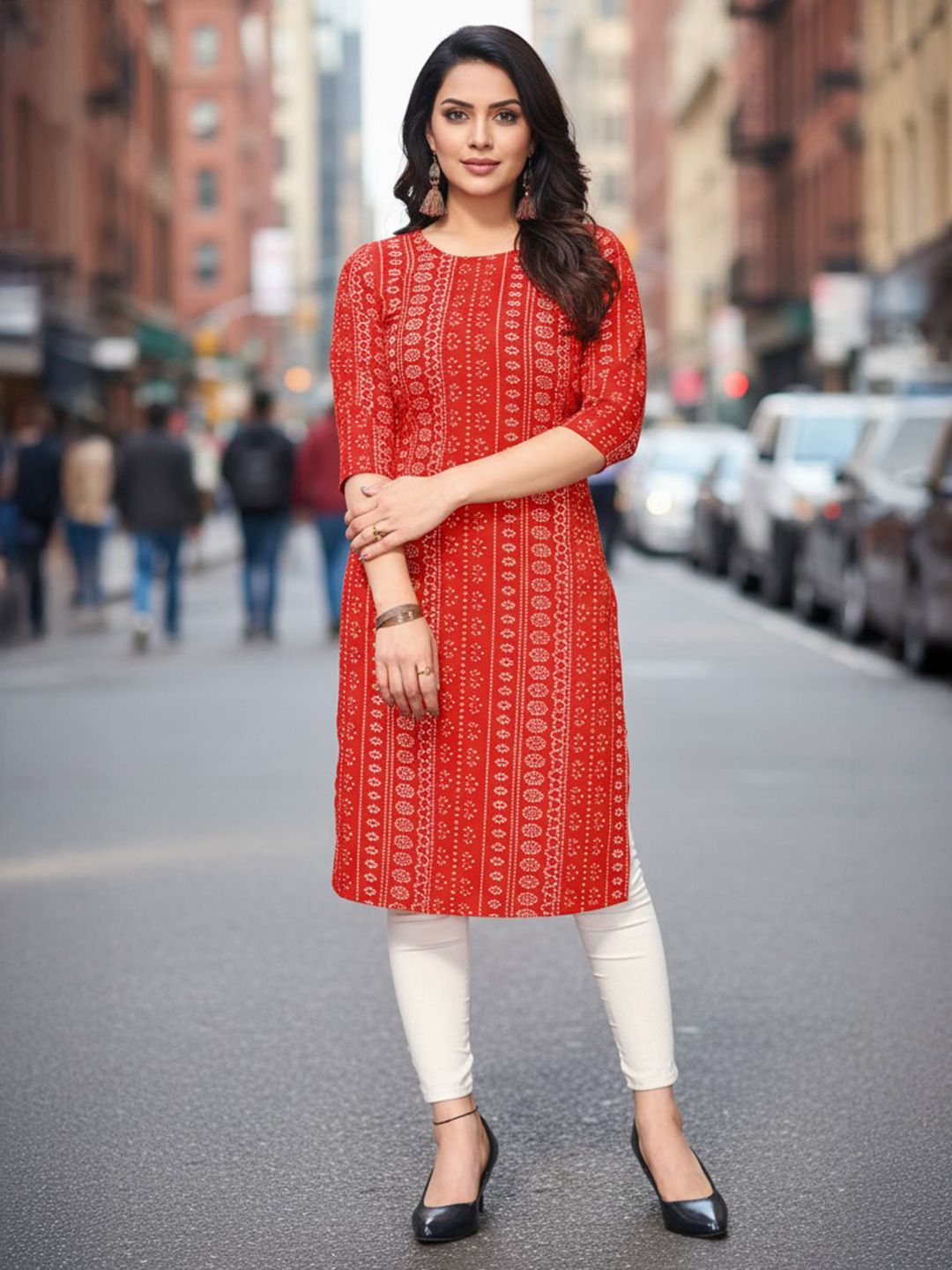 JANKHANA Women Printed Thread Work Crepe Kurta-picture-17