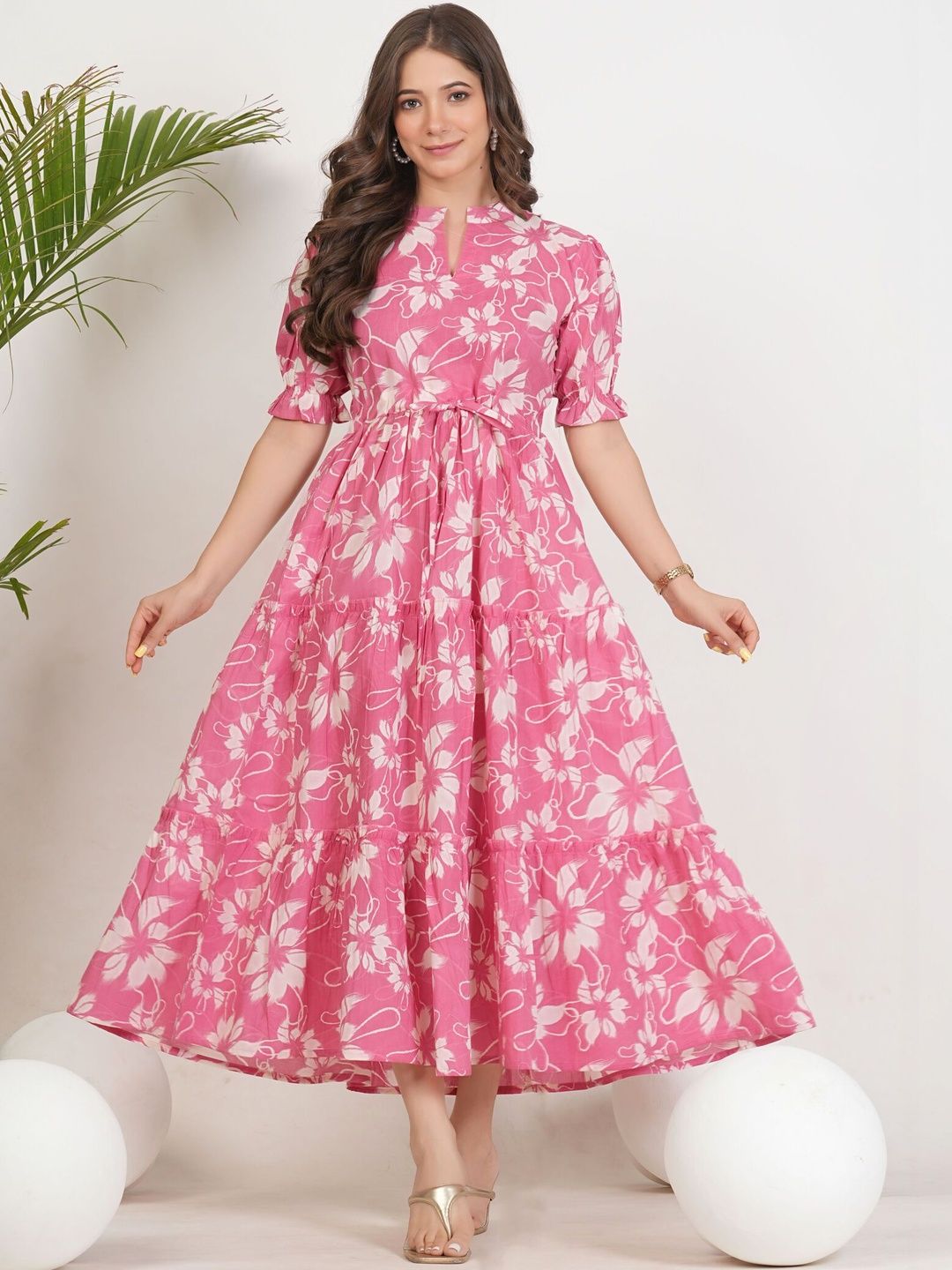 Clothi Fab Floral Printed Pure Cotton Tiered Kurti-picture-10