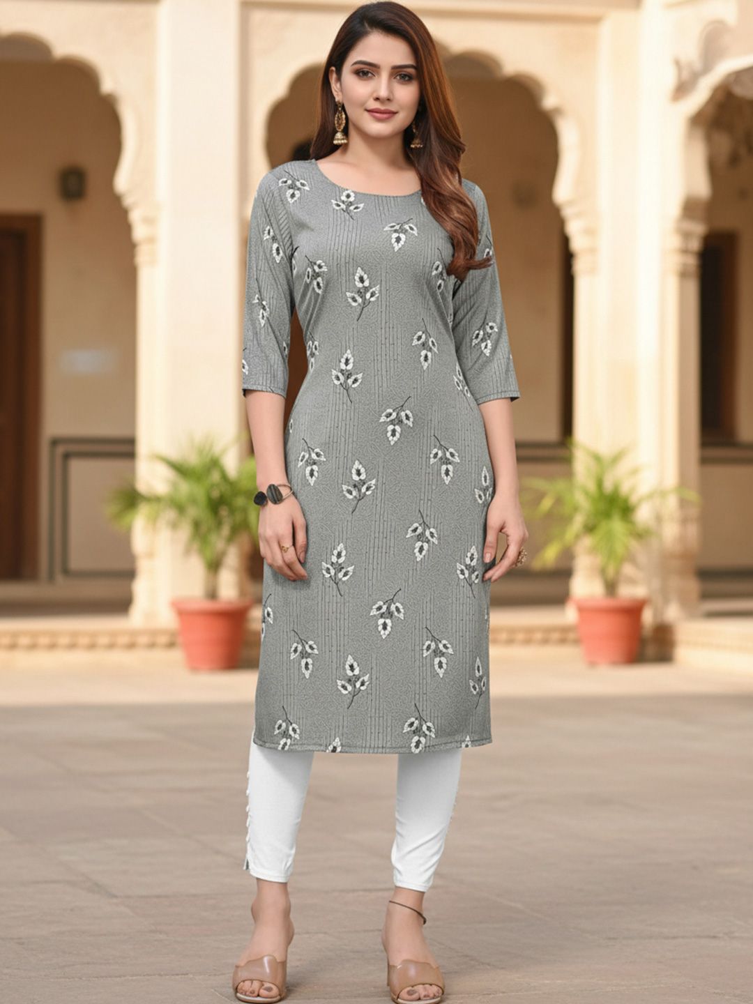 JANKHANA Women Geometric Printed Thread Work Crepe Kurta-picture-40