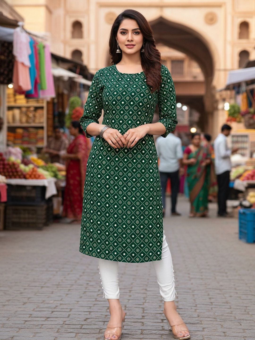 JANKHANA Women Printed Thread Work Crepe Kurta-picture-26