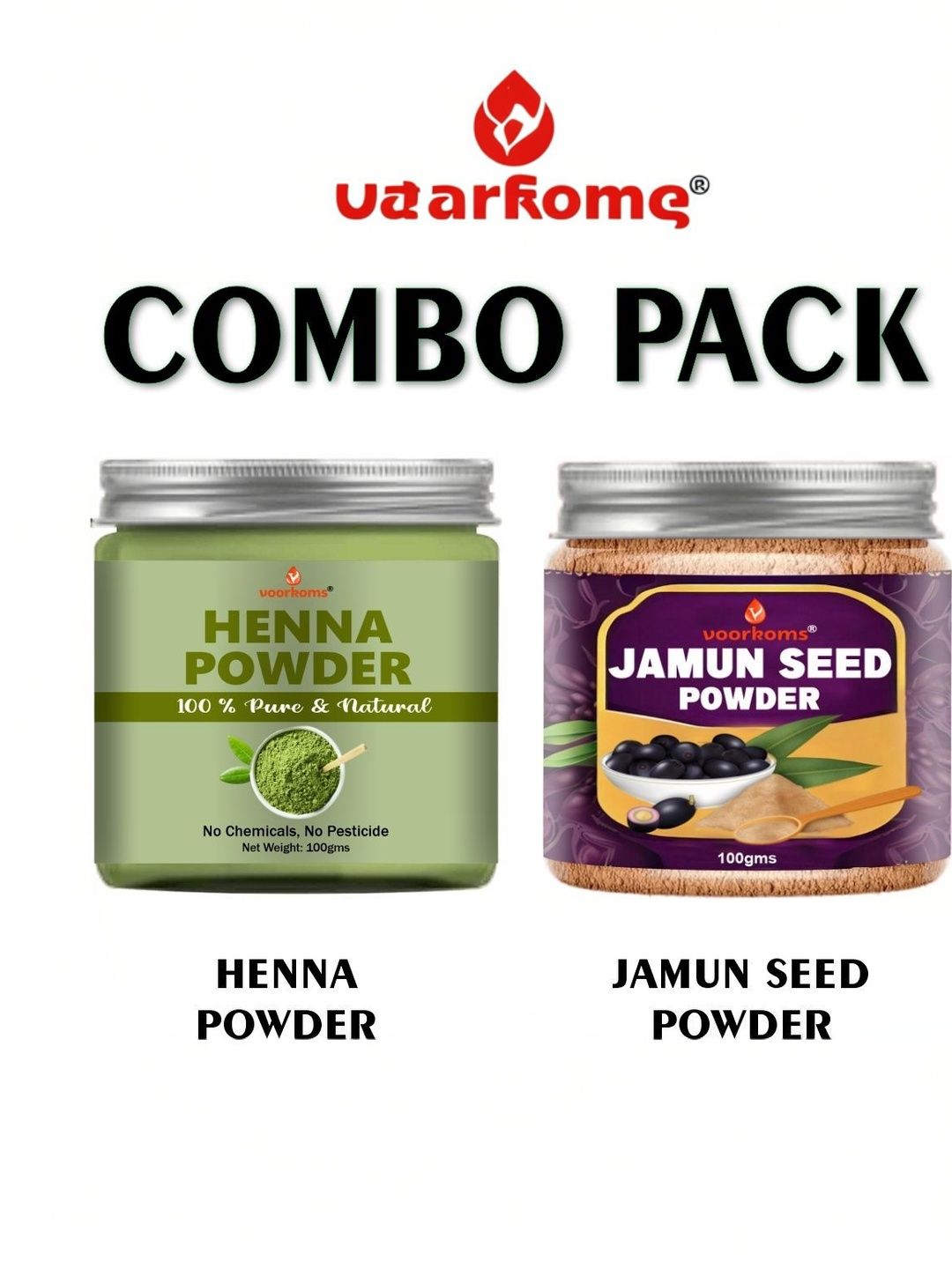 VOORKOMS Set Of 2 Henna & Jamun Seed Powder - 100 g Each-picture-14