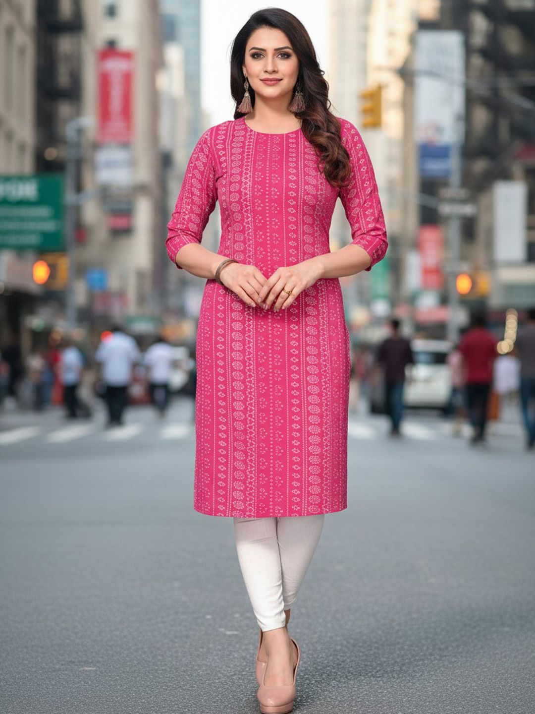 JANKHANA Women Geometric Printed Thread Work Crepe Kurta-picture-49