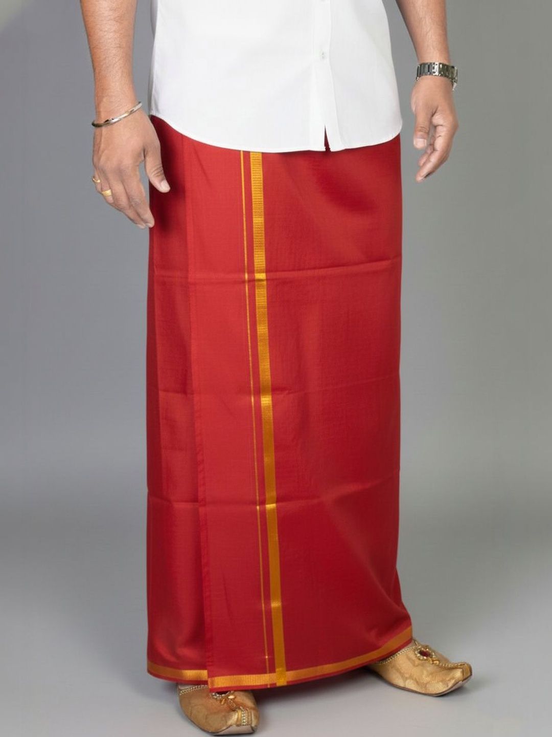 TUNI MANI Men Red Cotton Dhotis-picture-25
