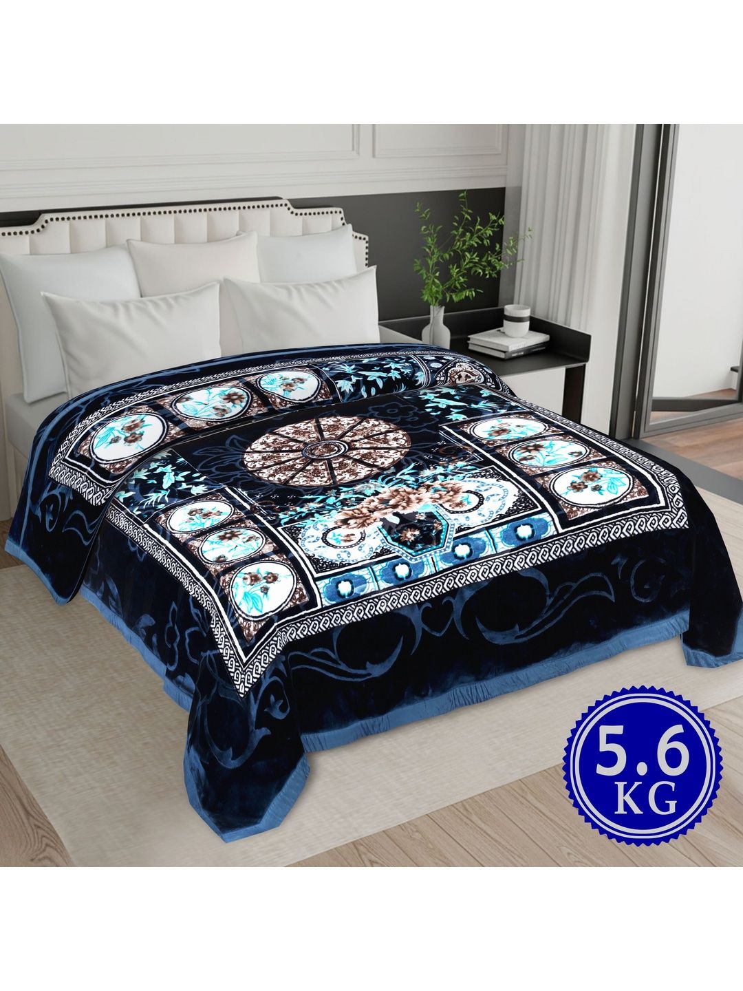 MAGICAL Multicoloured & Navy Blue Floral Mink 400 GSM Fashion-image-43