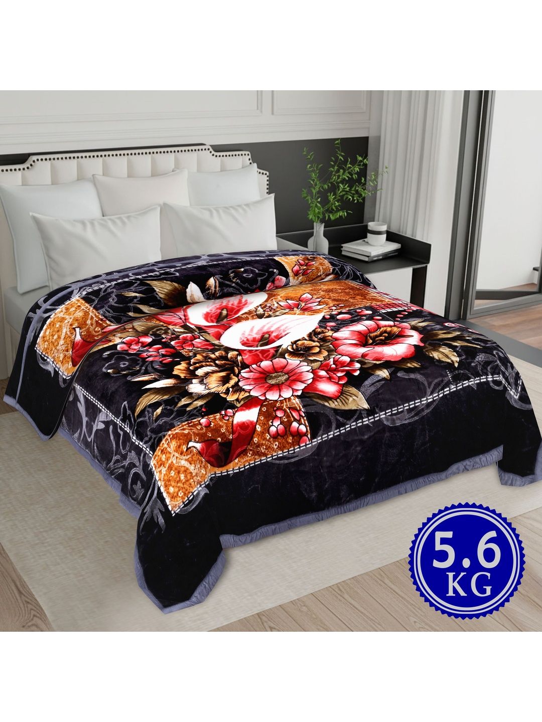 MAGICAL Multicoloured & Black Floral Mink 400 GSM Fashion-image-42