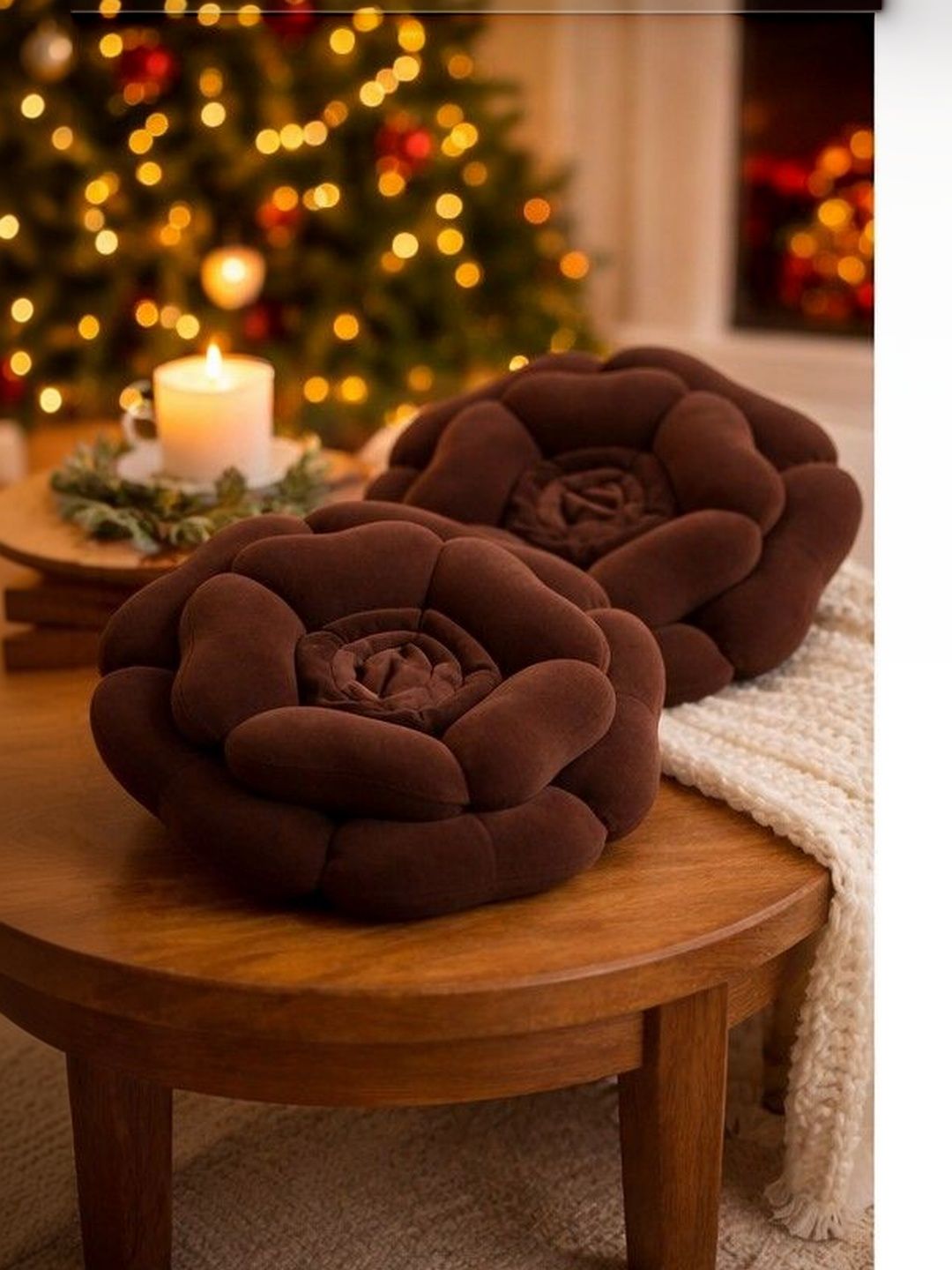 Aura 2Pcs Brown Flower-Shaped Pre-Filled Cushions-image-42