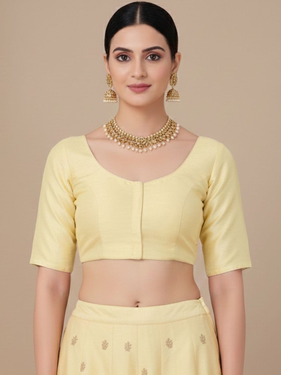 SALWAR STUDIO Round Neck Readymade Padded Saree Blouse-picture-12