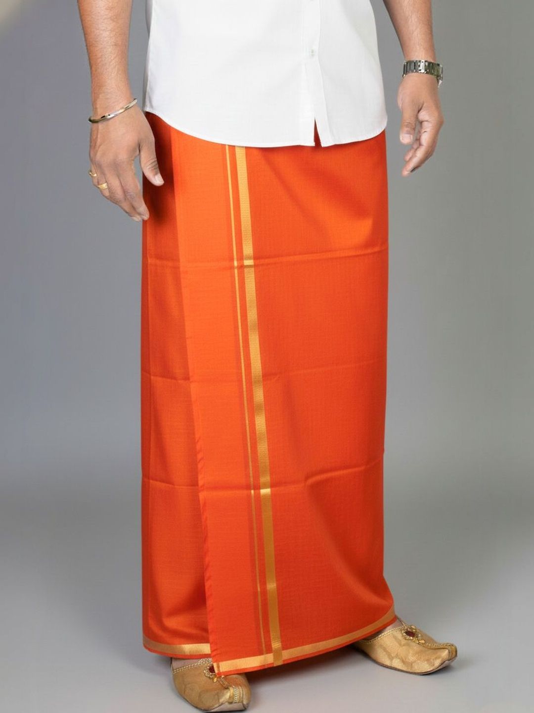TUNI MANI Men Orange Cotton Dhotis-picture-23