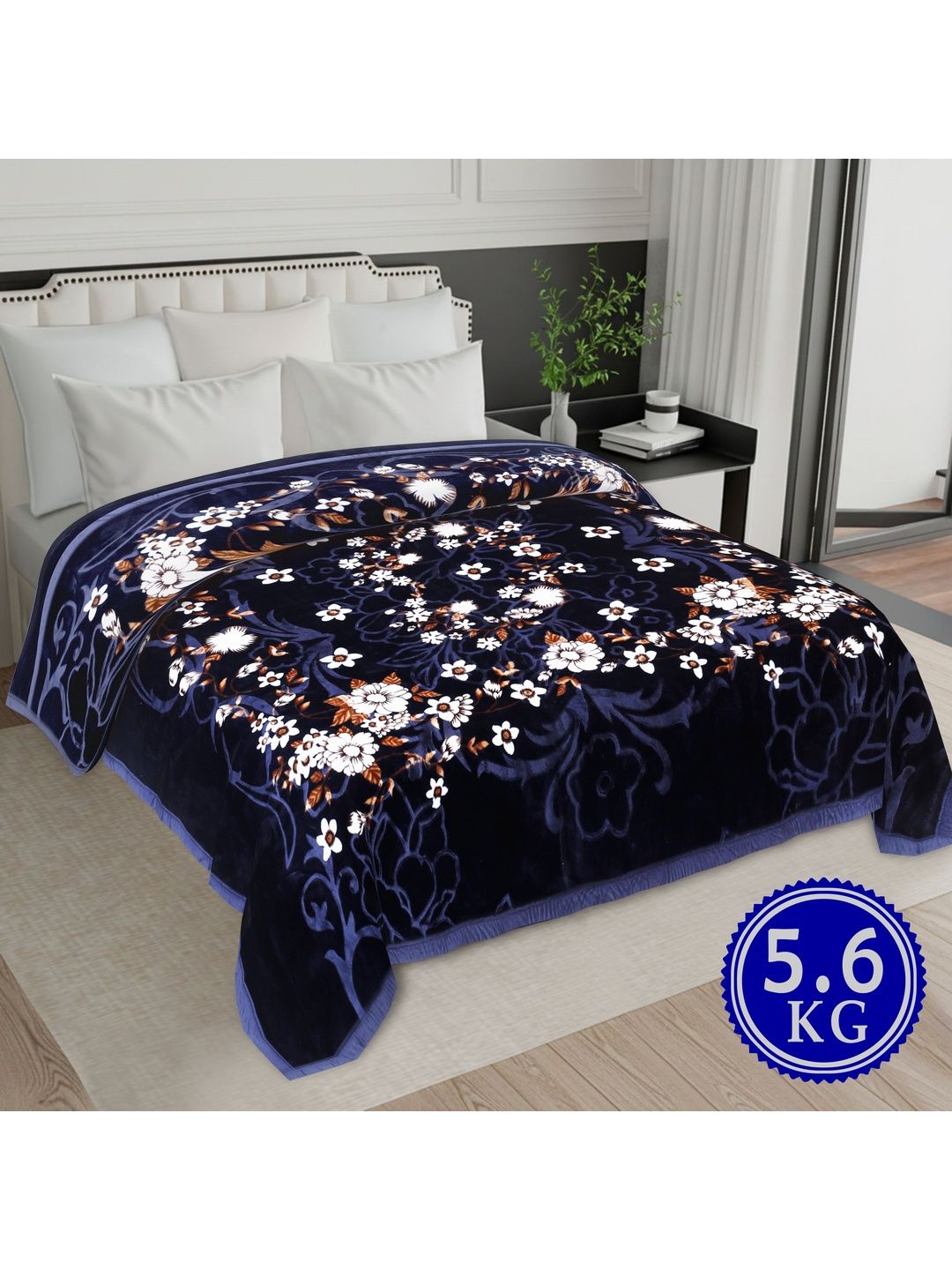 MAGICAL Multicoloured & Navy Blue Floral Mink 400 GSM Fashion-image-41