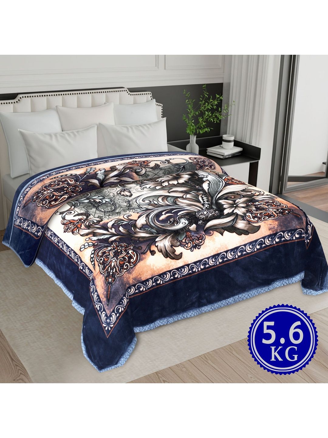 MAGICAL Multicoloured & Navy Blue Floral Mink 400 GSM Fashion-image-45
