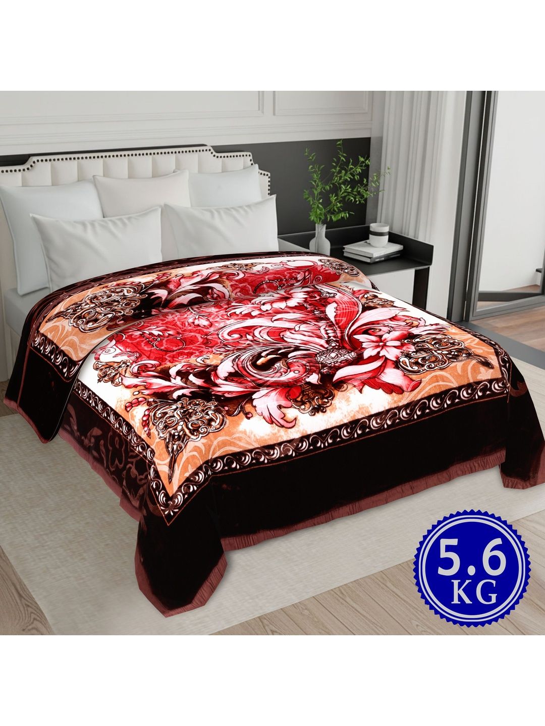 MAGICAL Multicoloured & Red Floral Mink 400 GSM Fashion-image-37