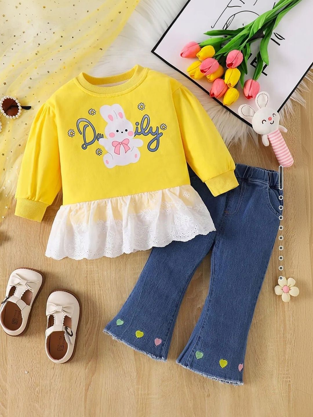 I NAINA DRESSES Girls Printed T-shirt with Trousers-picture-26