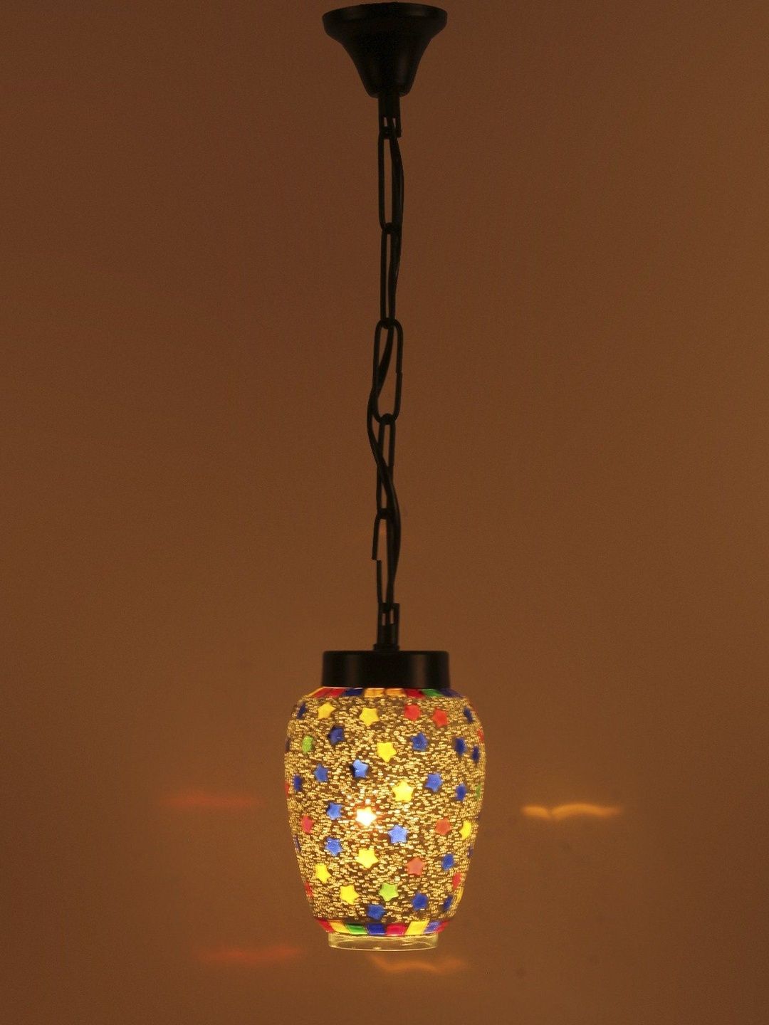 Aura Multicoloured & Multicoloured Textured Glass Traditional Ceiling Lamp-image-25