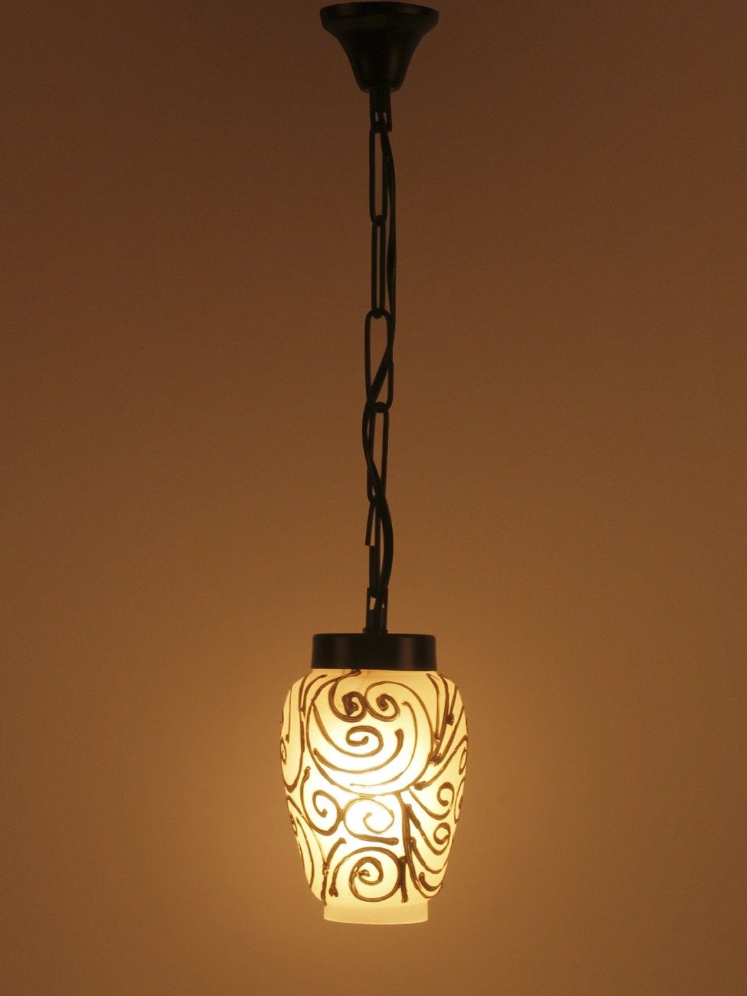 Aura Multicoloured & Black Printed Glass Traditional Ceiling Lamp-image-42