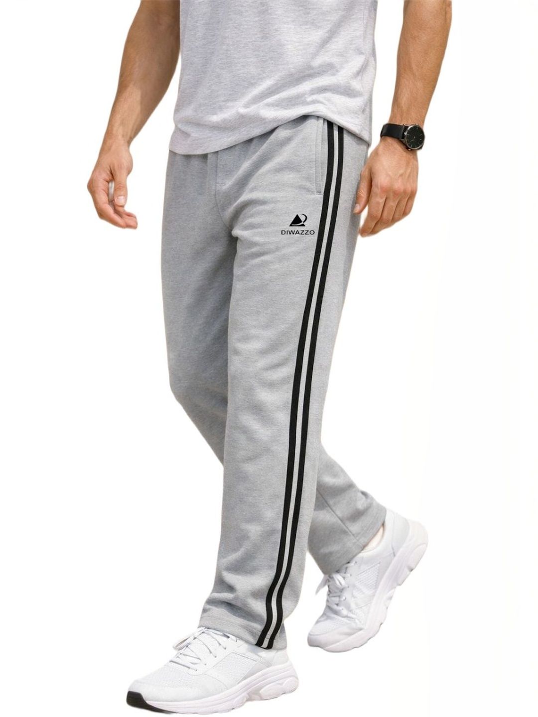Diwazzo Men Striped Cotton Track Pants-picture-28