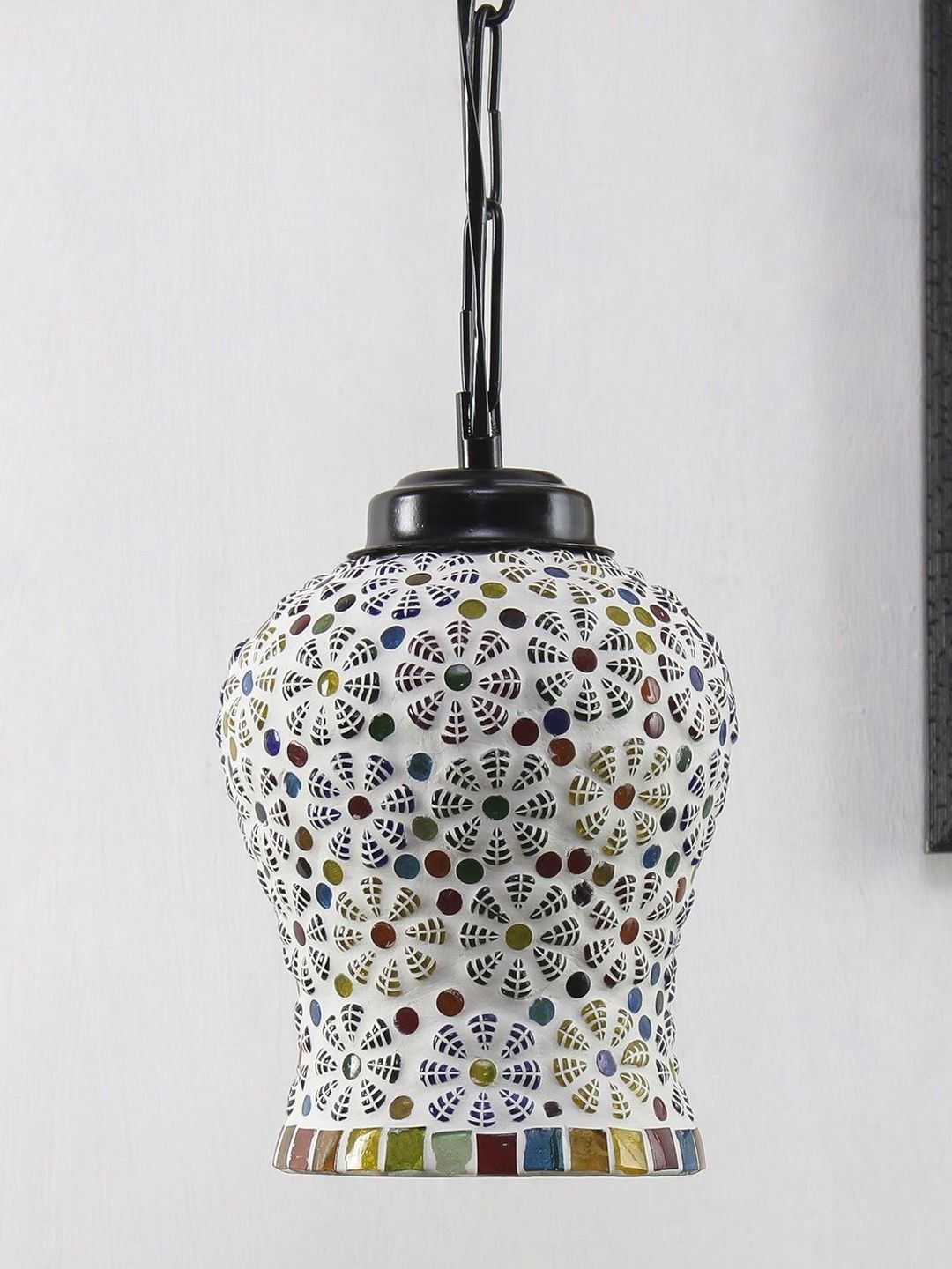Aura Multicoloured & Multicoloured Textured Glass Ceiling Lamp-image-14