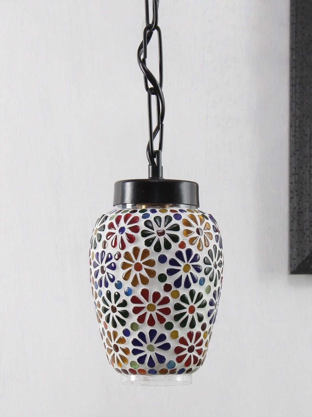 Aura Multicoloured & Multicoloured Printed Glass Ceiling Lamp-image-35