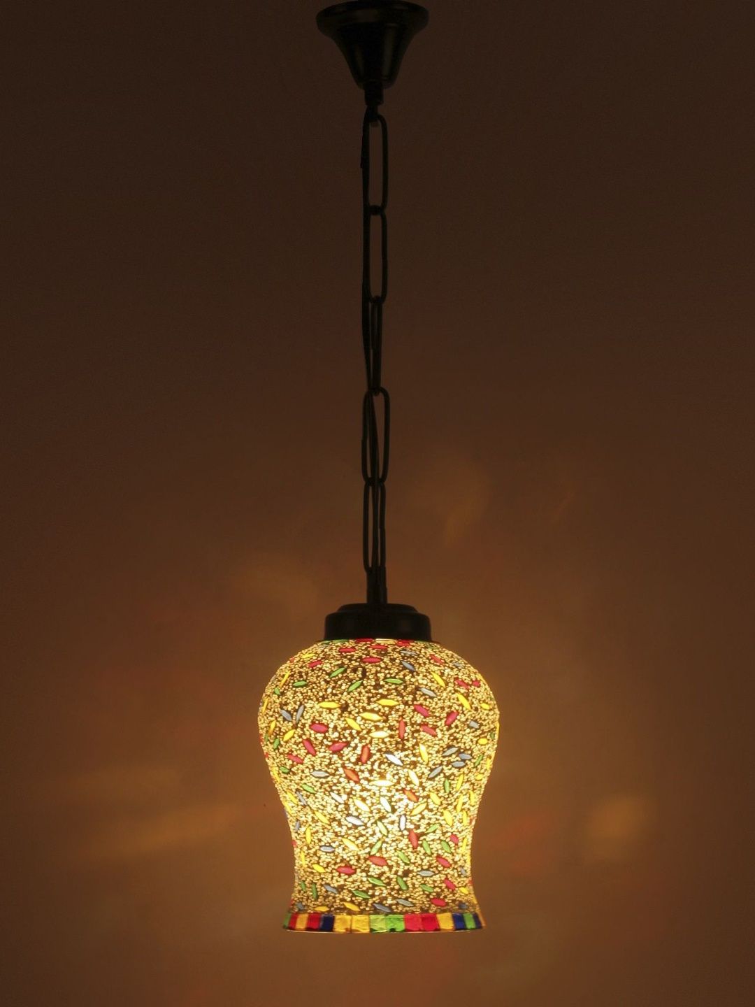 Aura Multicoloured & Multicoloured Textured Glass Ceiling Lamp-image-48