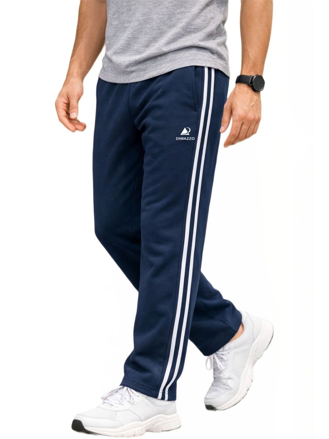 Diwazzo Men Cotton Striped Mid Rise Track Pants-picture-17
