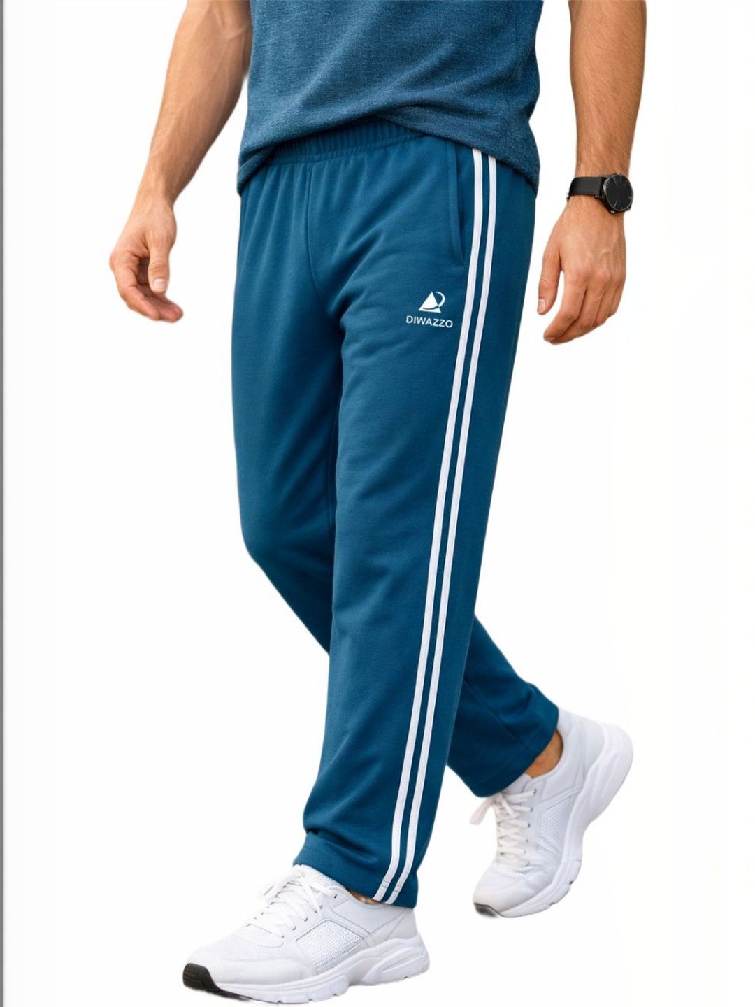 Diwazzo Men Striped Cotton Track Pants-picture-11